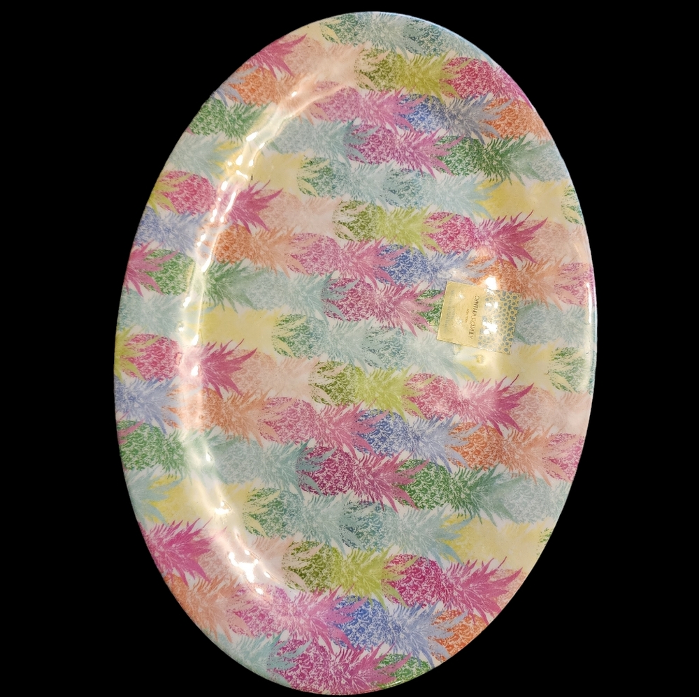 Multicolored Pineapples Melamine Oval Serving Tray Platter Cynthia Rowley